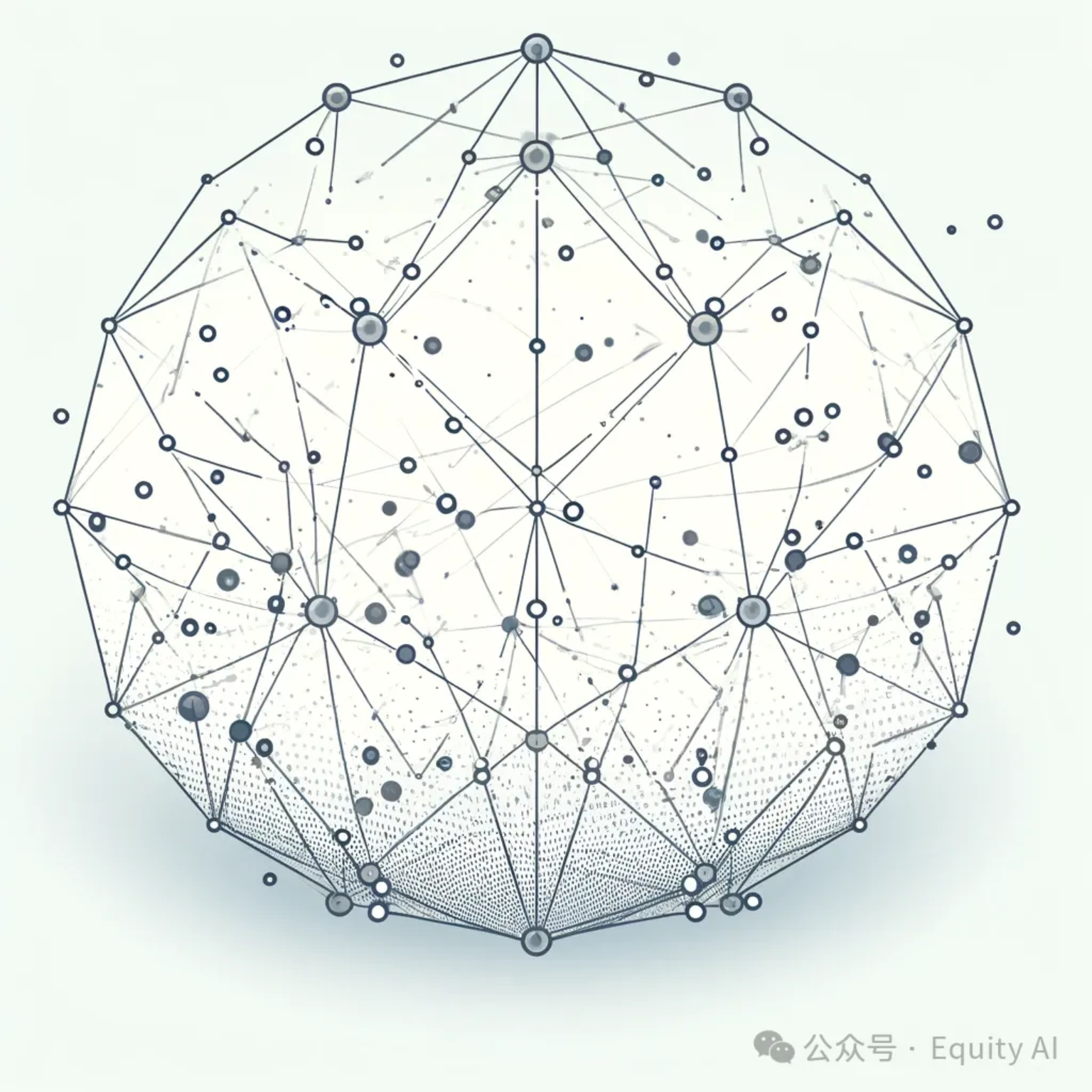 图片展示了一个网络结构图,以球体为背景,球体表面由许多节点和连接的线条构成,节点大小不一,部分节点颜色较深。该图与文档中介绍RAG工作原理的内容相关,用于形象地呈现问题解析阶段中输入向量化的过程,即问题被模型预处理后输入嵌入模型转化为向量,此图直观地展示了向量在节点间的连接关系,帮助理解RAG在处理问题时的向量化操作。